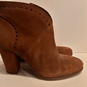 Vince Camuto Suede Ankle Boots in Cognac Brown
